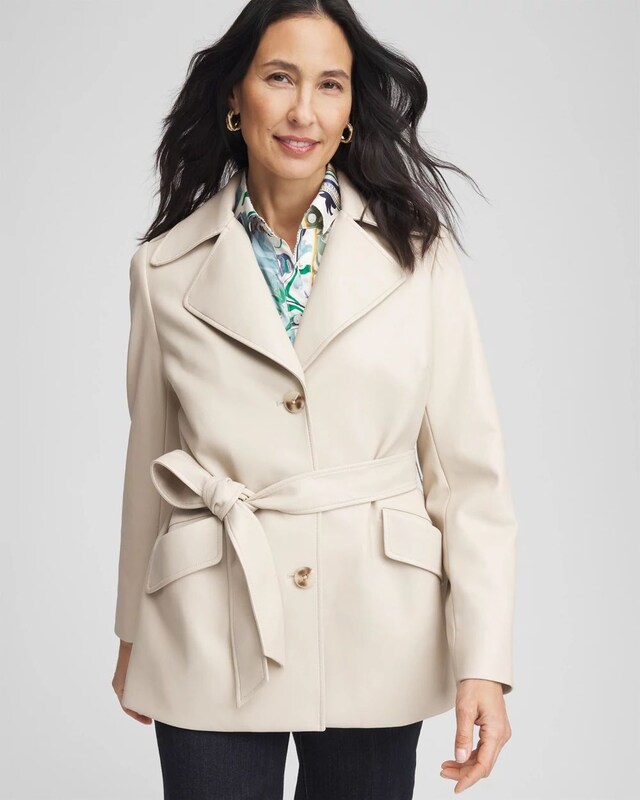 Buttery-Soft Faux Leather Trench Coat - image 1